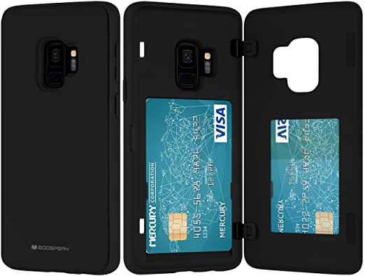 Goospery Galaxy S9 Wallet Case with Card Holder, Protective Dual Layer Bumper Phone Case (Black) S9-MDB-BLK