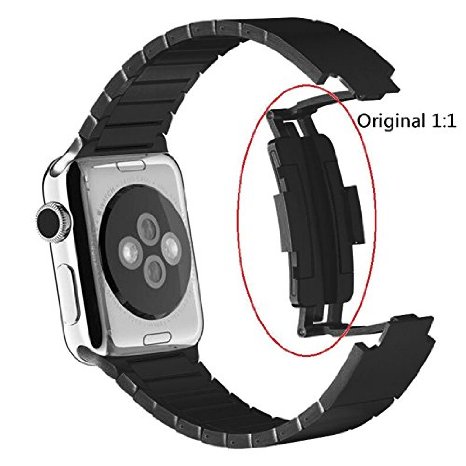 HappyCell Link bracelet band replacement for apple watchLink Bracelet 316L stainless steel Watchband For Apple watch Band Luxury For iWatch Band Original replacement 42mm Black Band Replacement