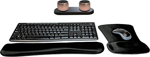 Logitech MK270 Wireless Keyboard & Mouse Combo Active Lifestyle Travel Home Office Modern Bundle with Set of 2 Pro Portable Wireless Bluetooth Speakers, Charging Tray, Gel Wrist Pad & Gel Mouse Pad