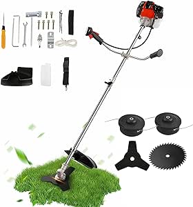 COOCHEER 58CC Weed Wacker Gas Powered 2-Cycle Gas Weed Eater 4 in 1 Brush Cutter 18-Inch Straight Shaft Cordless String Trimmer with 4 Detachable Heads for Lawn/Garden Care-Red