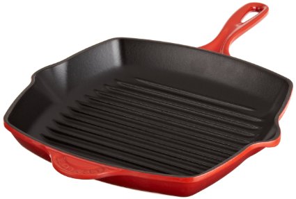 Le Creuset Enameled Cast-Iron 10-14-Inch Square Skillet Grill Cherry