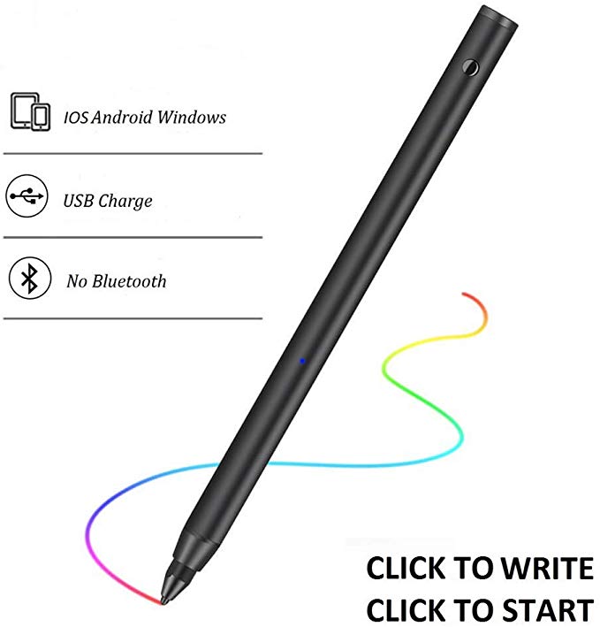 Milletech Active Stylus Pen, Sensitivity Adjustable Digital Stylus Pen Smart Pencil with 1.9mm Ultra Fine Tip Compatibility with iPhone/iPad/Android and Touchscreen Devices (Black)