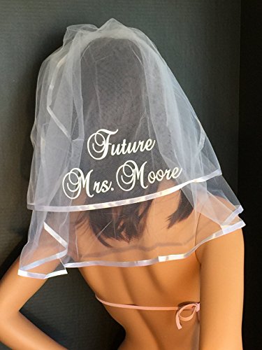 Bachelorette Veil - Personalized in Sparkling GLITTER lettering which comes in an array of colors. Bridal Shower, Hen Party, FREE Custom Lettering