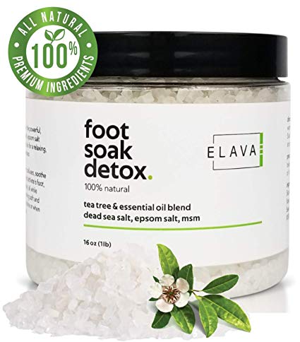 Elavae Foot Soak Detox. Tea Tree Oil Soak with Epsom Salt, Dead Sea Salt and MSM for Foot Spa. Natural Detox Soaks Away Foot Odor, Toenail Fungus, Athlete's Foot and Works as a Callus Remover.