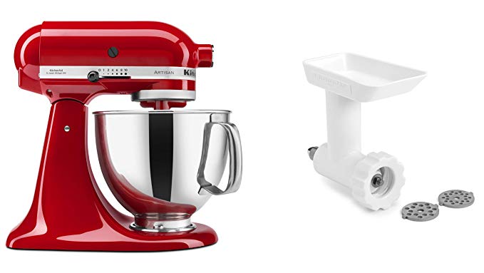 KitchenAid KSM150GBQER Artisan Tilt-Head Stand Mixer with Food Grinder Attachment, Empire Red