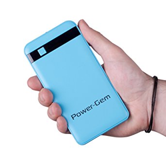 [ULTRA LIGHTWEIGHT] Power-Gem Portable Charger External Battery Pack LCD Display Flashlight 10000mAh Ultra Light (5.47 oz) Quick Charge Power Bank Dual USB for Phones Tablets (blue)