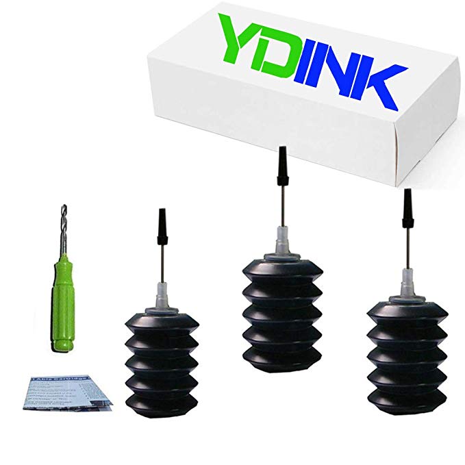 YDINK Premium Refill Kit Ink for Canon PG-30 PG-40 PG-50 PG-210 PG-240 PG-245 Black Ink Cartridge 3 x 30ml