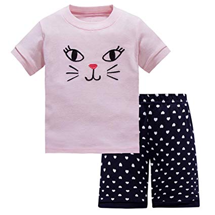 Pajamas for Girls Summer Kid Clothes 100% Cotton 2-Piece Shorts Sleepwear Children PJs Set 2-8T