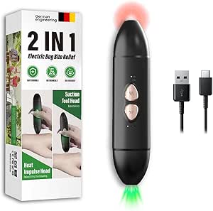 Insect Sting and Bite Relief, 2-in-1 Bug Bite Relief with Suction Tool and Heat Mosquito Itch Relief Rechargeable&Chemical-Free Bug Bite Sucker mosquito bite