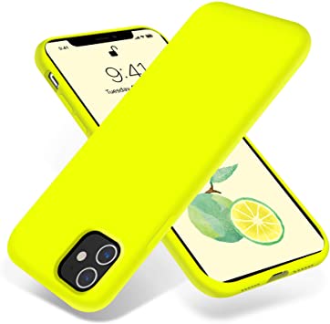 OTOFLY iPhone 11 Case,Ultra Slim Fit iPhone Case Liquid Silicone Gel Cover with Full Body Protection Anti-Scratch Shockproof Case Compatible with iPhone 11 (Fluorescent Yellow)