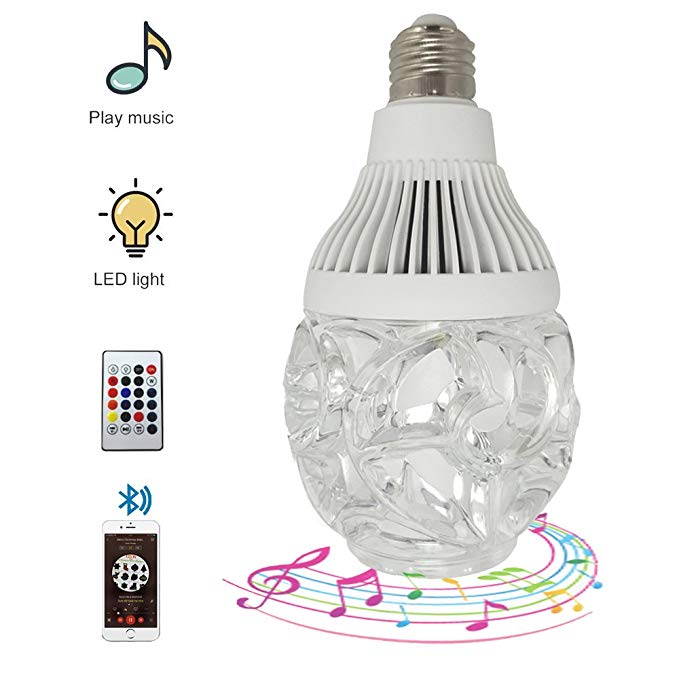 LED Wireless Bluetooth Light Bulb Speaker, E27 RGB Intelligent Music Light Party Light Bulb, Stereo Bluetooth 3.0 Speaker   24 Key Remote Control, Create Ambience Gift, Bedroom, Family, Stage. 1Pack