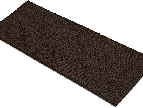 MAYSHINE 70x120 cm Chocolate Brown Non-slip Bath Mat Chenille Bathroom Rug Machine-washable Anti-slip Shower Water Absorbent Soft Microfibers