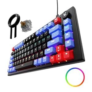 Kreo Hive Anti-ghosting Gaming Keyboard | 75% Tenkeyless Wired Mechanical Keyboard with RGB LED Backlight Brown Switches & 3 Colour Key Caps | Detachable USB C Cable BP (RGB Backlight, Brown Switch)