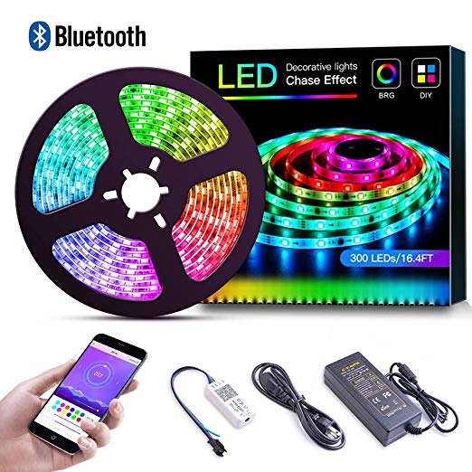 Bluetooth LED Strip Lights with APP, ELlight 16.4ft/5m Dream Color LED Lights, Waterproof RGB Rope Light APP, 150 LEDs SMD 5050 Flexible Light Strip for Home Bar