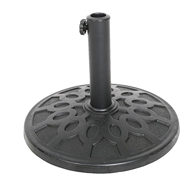 KARMAS PRODUCT 17-Inch Round Heavy Duty Outdoor Patio Umbrella Base Stand, Made From Rust Proof Composite Materials, Black