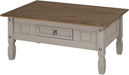 Mercers Furniture Corona Premium Grey Wax Coffee Table, wood, H-45cm W-100cm D-60cm