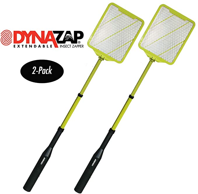 DynaZap DZ30100-2PK Insect Zapper Electric Fly Swatter Extendable, 2-Pack, Black Green