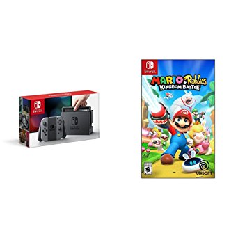 Nintendo Switch Console - Grey Edition with Mario   Rabbids Kingdom Battle