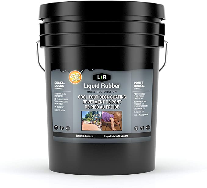 Liquid Rubber Cool Foot Deck and Dock Coating - Easy to Apply Sealant - UV Resistant - Non-Toxic - Neutral Beige, 5 Gallon