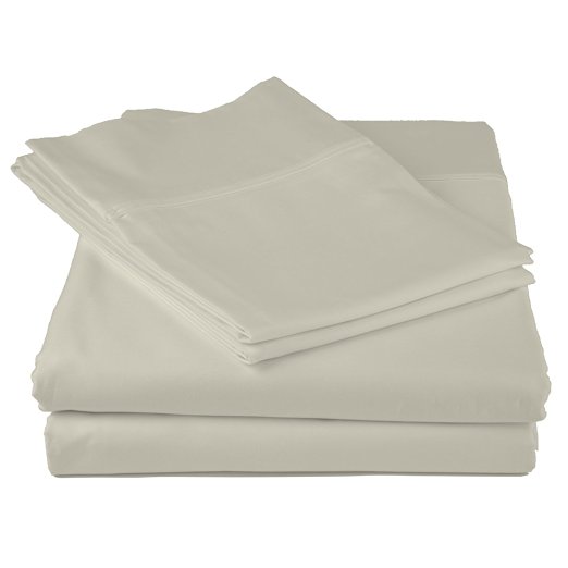 Peru Pima - 415 Thread Count 100% Peruvian Pima Cotton Percale Bed Sheet Set, Queen, Latte
