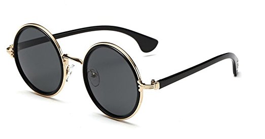 SCLM Vintage Fashion Unisex's Round Mirror Metal Frame Sunglasses