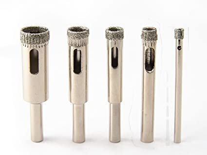 VCT 5PCS 5/32" - 1/2" Diamond Coated Hole Saw Drill Bits for Glass Ceramic Tile Marble Rock Porcelain