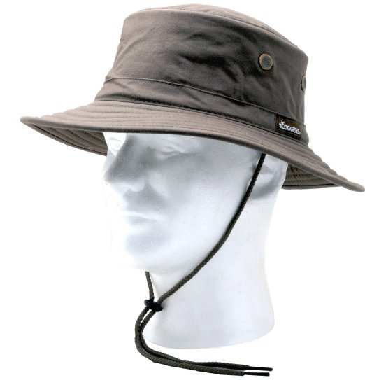 Sloggers 4471DB Classic Cotton Hat with Wind Lanyard Rated UPF 50 Maximum Sun Protection  - Dark Brown - Adjustable Medium to Large
