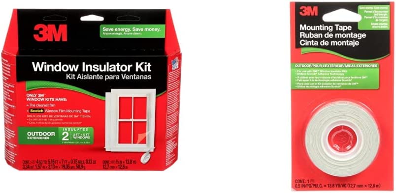 3M 2170 W-6 Outdoor Window Insulation Kit, 2, Clear and 2175 Outdoor Insulator Film, 5-Inch by 13.8-Yard EXT Window Mount Tape, Windows & Doors