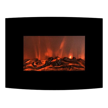 FLAME&SHADE Curved Electric Fireplace Heater 10 Color Flame Effect Freestanding or Wall Mount, 22"