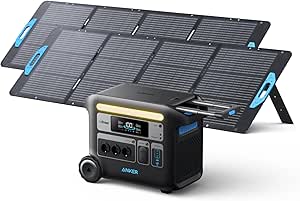 Anker SOLIX F2000 tragbare Powerstation, Powerhouse 767, Solargenerator 2048Wh mit 2 x 200W Solarpanel, Powerstation mit LiFePO4 Akku, 3 x 230V AC Steckdose 2300W Max für Camping, Wohnmobil