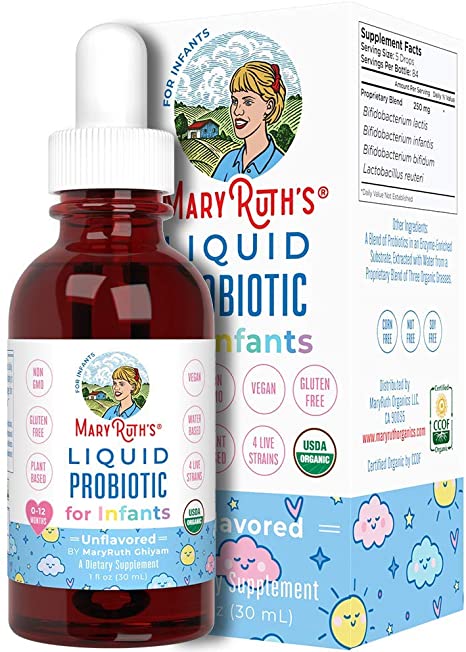 Infant Probiotic Drops by MaryRuth's | Nutrient Absorption | USDA Organic & Vegan | Enhance Healthy Gut Biome | Supports Immunity & Overall Health | for Babies & Infants 0-12 Months | 84 Servings