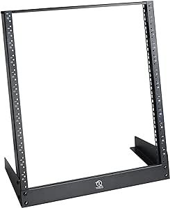 RIVECO 12U Desktop Rack for Audio & Network Devices 19 Inch 2 Post Open Frame Shelf with Reinforced Beam, Free Standing Racks for IT Server Sound AV Music Recording Equipment