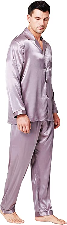 Mens Silk Satin Pajamas Set Sleepwear Loungewear S~4XL Plus_Gifts