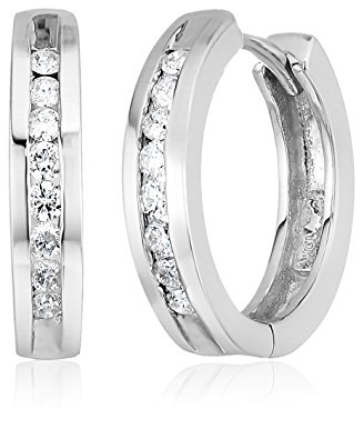 10k Gold Channel-Set Diamond Hoop Earrings (1/3 cttw, H-I Color, I2-I3 Clarity)