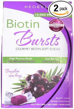 Neocell Neocell Laboratories Biotin Bursts Chewable Acai Berry, High Potency (Pack of 2)