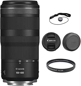 Canon RF 100-400mm f/5.6-8 is USM Lens with 67mm UV Filter and Lens Cap Keeper (3 Items)