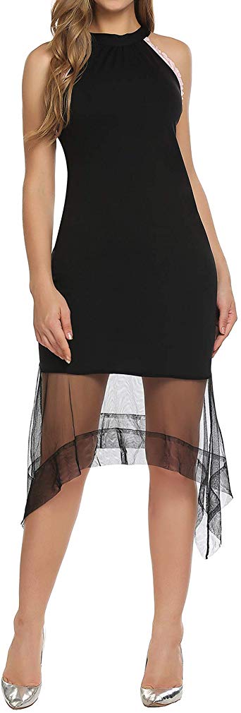 ACECVOG Womens Summer Elegant Slim Stitching Cocktail A Line Dress