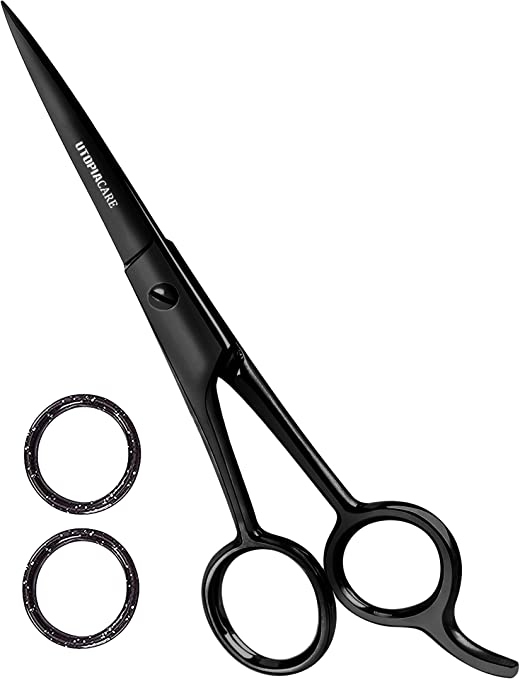 Utopia Care Hairdressing Scissors Hair Cutting Scissors 4.5 Inch Premium Stainless Steel Razor with Sharp Edge Blade Salon Scissors, for Men, Women, Barber, Kids, Adults, Pets - Black