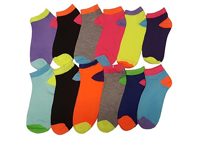 Differenttouch 12 Pairs Pack Women Low Cut Colorful Fancy Design Ankle Socks