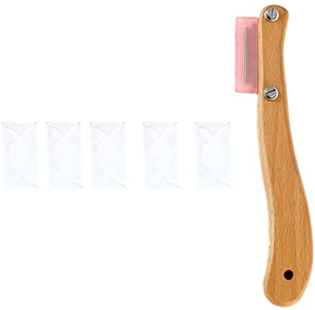 Yarnow Bread Lame and Dough Bread Scoring Lame with Wooden Handle Bread Slashing Tool Bread Slicer Cake Cutter with 5 Blades for Industrial Knives and Blades(Pink)