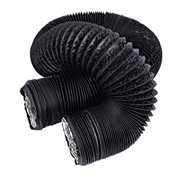 Hon&Guan 6 inch Air Duct - 16 FT Long, Black Flexible Ducting HVAC Ventilation Air Hose for Grow Tents, Dryer Rooms,Kitchen