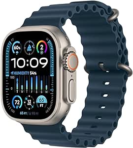 Apple Watch Ultra 2 [GPS   Cellular, 49mm] - Titanium Case with Blue Ocean Band, One Size (Renewed)