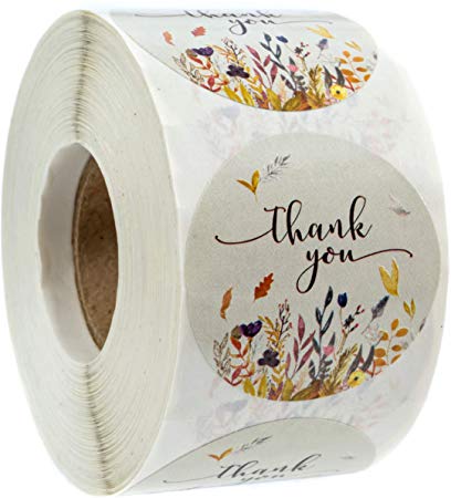 Autumn Floral Thank You Stickers - 1.5" Circle Labels / 500 per Pack
