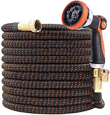 UPGRADED 25ft Expandable Garden Hose, 25 Feet Expanding Garden Hoses Extra Strength 3750D Outdoor Flexible Hose Lightweight Yard Hose,Water Hose with Solid Brass Fittings Durable Spray Pattern Nozzle
