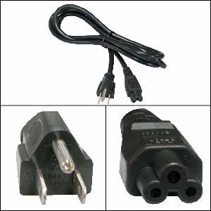 CorpCo 6 ft C5 Mickey Mouse Power Cord for HP, Compaq, Dell, Toshiba and most other laptops SJT 18/3