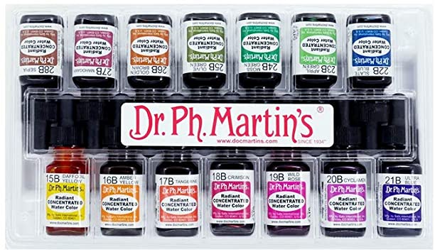 Dr. Ph. Martin's Radiant Concentrated Water Color, 0.5 oz, Set of 14 (Set B)