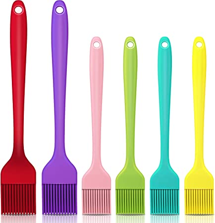 6 Pieces Silicone Basting Brush Pastry Baking Brush Oil Butter Brush Heat Resistant Sauce Brush for Barbeque Grilling Baking Kitchen Cooking