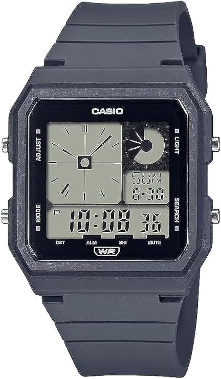 Casio POP Bio-Based Renewable Band LED Backlight World Time Daily Alarm Unisex Watch LF20W-8A2, Gray