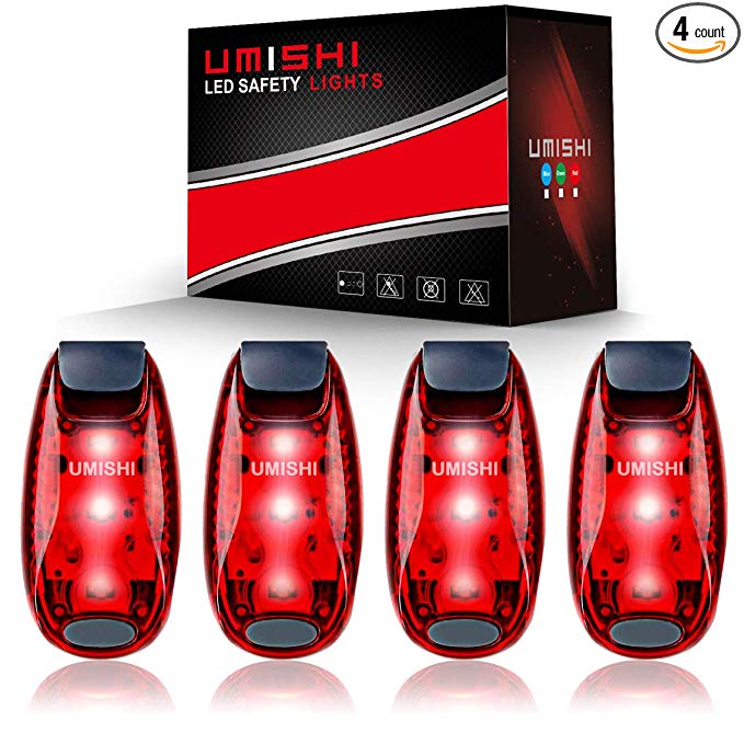 UMISHI 3 Modes LED Safety Lights 4 Packs Clip on Strobe Running Cycling Dog Collar Bike Tail Warning Light High Visibility Accessories for Reflective Gear
