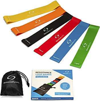 Starwood Sports Unisex's Set of 6 Resistance Loop Exercise Bands for Mobility, Strength, Yoga and Pilates, 12 x 2 inches